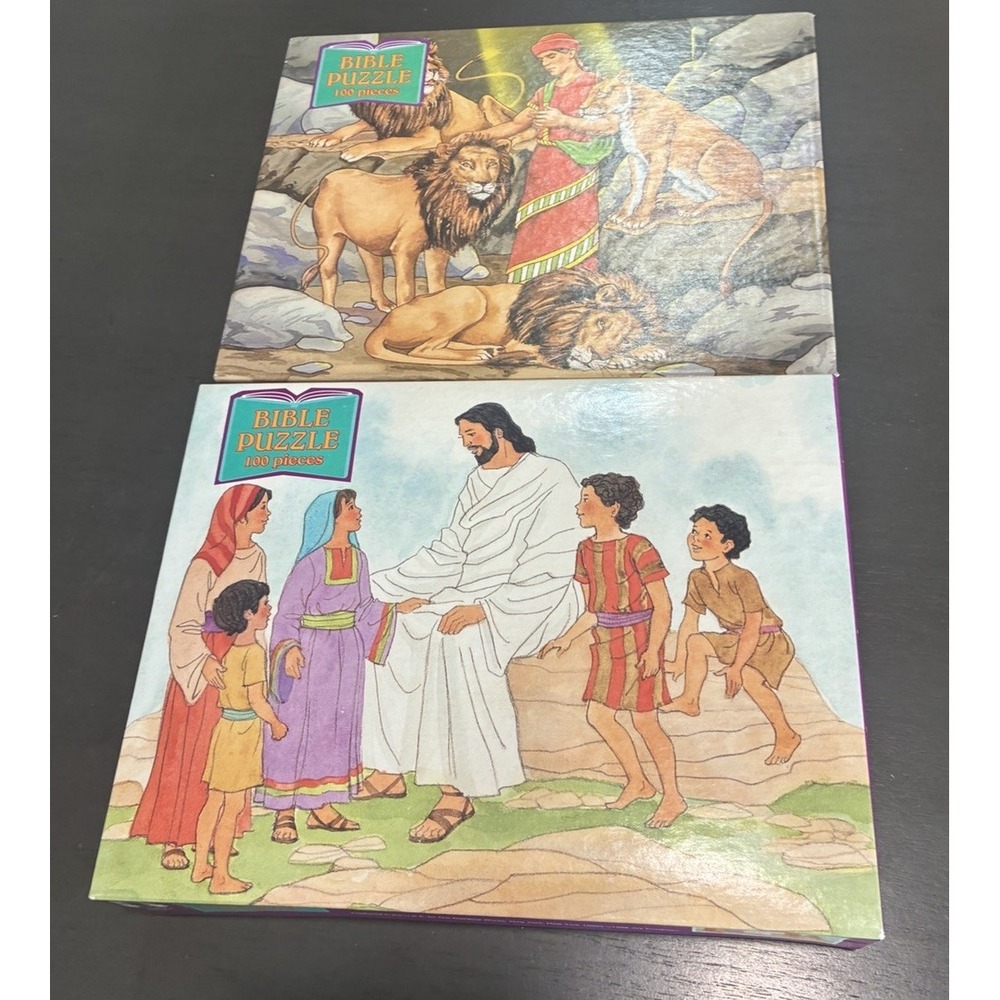 Vtg Rainbow Works Bible Puzzle Lot Of 2 Daniel In Lions Den, Life Of Jesus